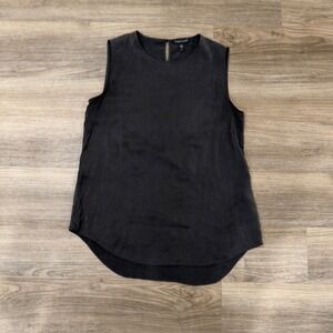 Eileen Fisher 100% Silk Sleeveless Shell Blouse Black Minimalist Size Small
